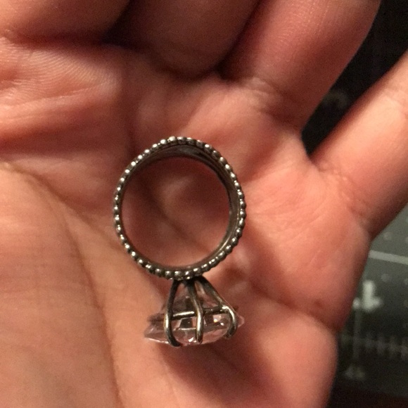 Size 6 sterling made in Israel huge CZ statement cocktail ring beautiful - Picture 6 of 9